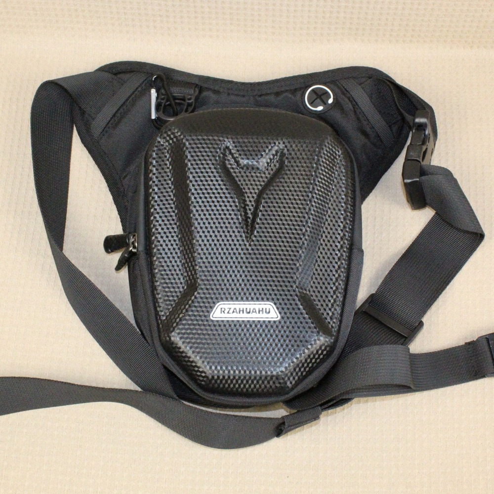 RZAHUAHU Black Hard Shell Drop Leg Bag Thigh Pack Techwear Gorpcore Streetwear